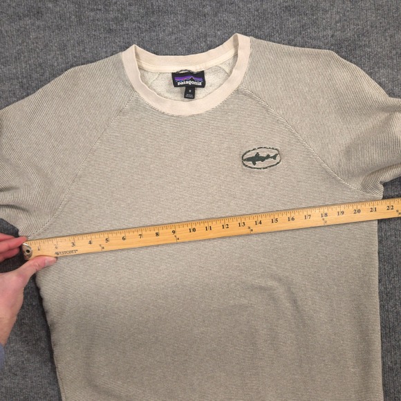 Patagonia Trail Harbor Crewneck Sweatshirt Mens Medium Gray Striped Dogfish Head - Picture 3 of 8